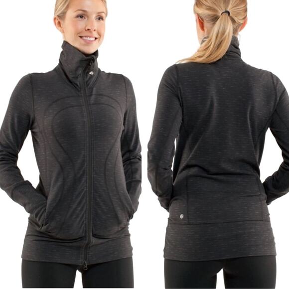 Lululemon In Stride Funnel Neck Running Active Jacket Heathered Green/Grey Sz 4 - Picture 1 of 11